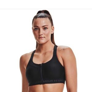 🖤Under Armour Black High Crossback Zip Sports Bra for Women 36C🖤